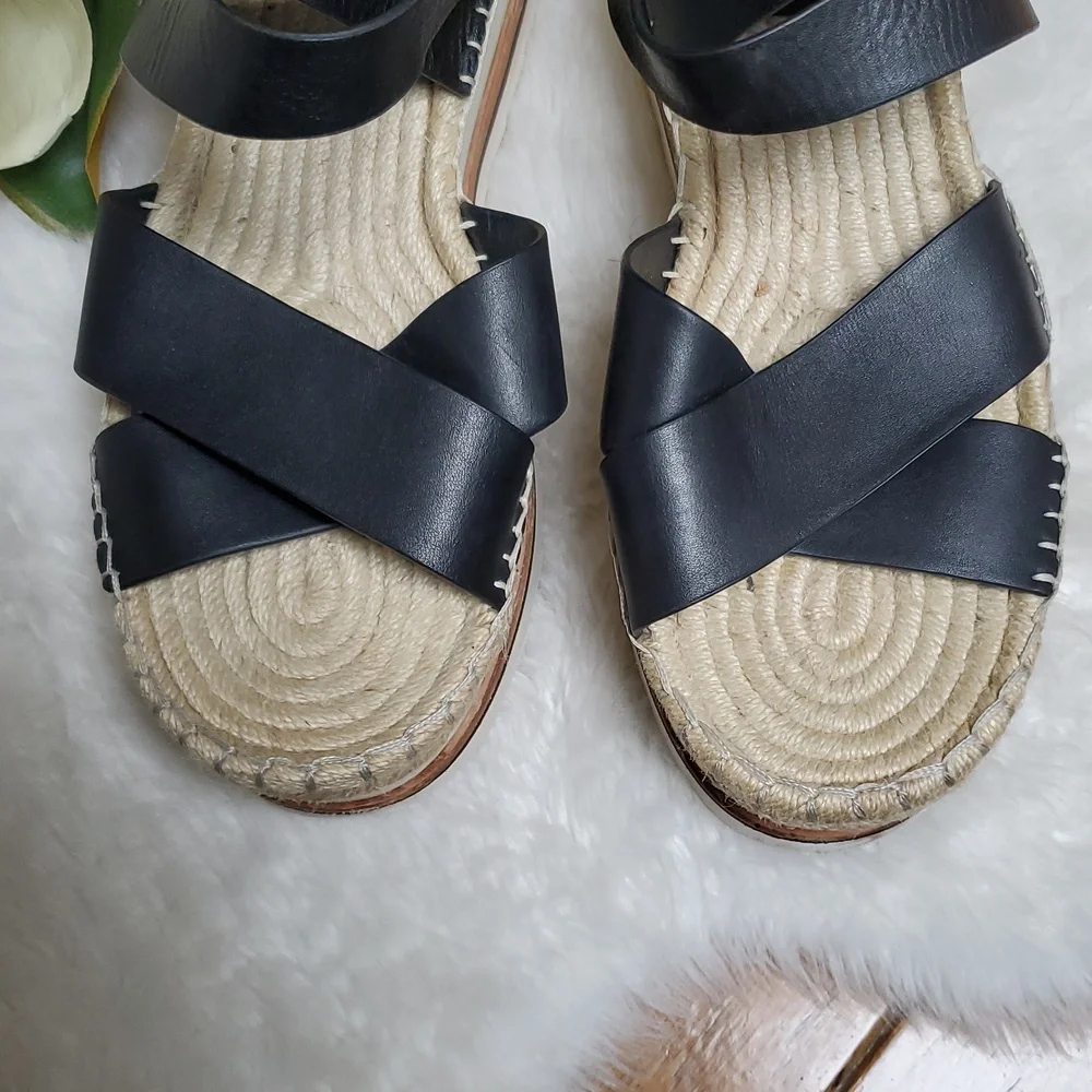 Marc Fisher Raffa Black Wedge Espadrilles Size 11 M